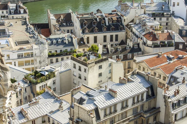 Parigi, Francia, il 30 agosto 2015. Una veduta della città da una piattaforma di rilevamento su Notre-Dame de Paris. Questo look è una delle viste più belle di Parigi dall'alto — Foto Stock