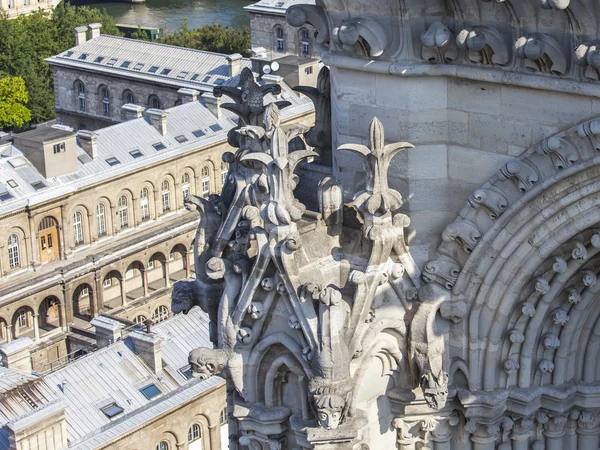 Parijs, Frankrijk, op 30 augustus 2015. Een uitzicht op de stad vanaf een enquête platform op Notre-Dame de Paris. Deze look is een van de mooiste uitzichten over Parijs van boven — Stockfoto