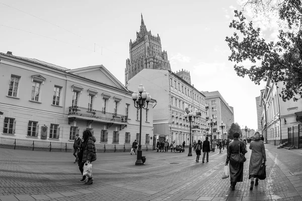 MOSCOW, RUSSIA, on OCTOBER 22, 2015. Arbat Street. Arbat - one of typical streets of old Moscow, one of the most attractive to tourists. Fisheye view