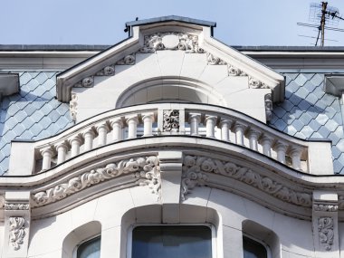 Lille, Fransa, 28 Temmuz 2015 tarihinde. Tipik binaların mimari detaylar