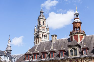 Lille, Fransa, 28 Temmuz 2015 tarihinde. Tipik binaların mimari detaylar