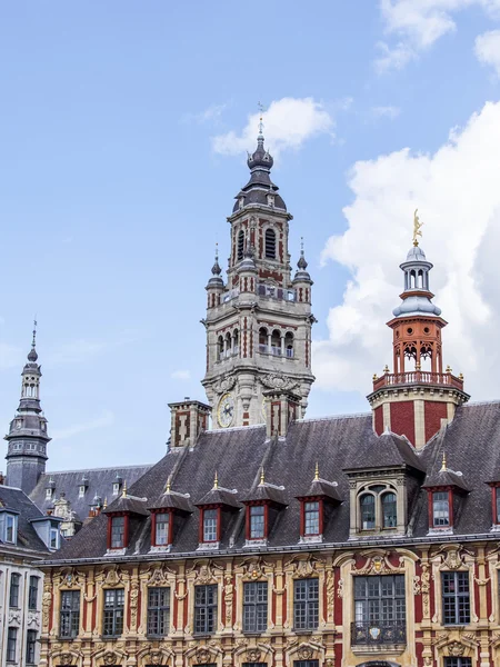 LILLE, FRANCIA, il 28 AGOSTO 2015. Particolari architettonici degli edifici tipici della parte storica della città — Foto Stock