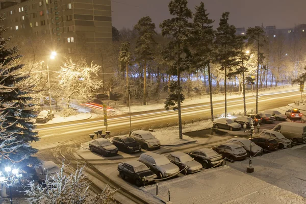 PUSHKINO, RUSSIA, on NOVEMBER 22, 2015. Night townscape — Stock Photo, Image