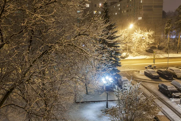 普希金诺，俄罗斯，在 2015 年 11 月 22 日。夜景观 — 图库照片