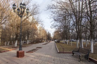 Pushkino, Rusya, 11 Aralık 2015 tarihinde. Sonbahar manzara. Ağaçlar Bulvarı'ndaki