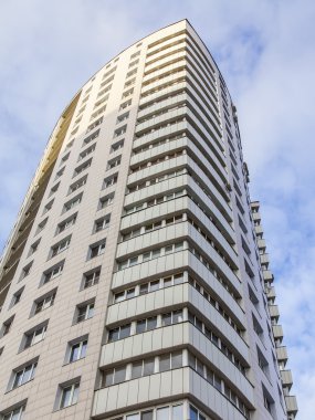 Pushkino, Rusya Federasyonu - 11 Aralık 2015 tarihinde. Yeni çok katlı apartmanın parçası