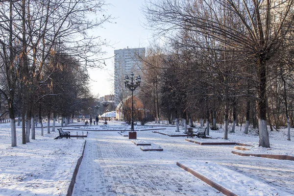 ПУШКИНО, РОССИЯ - 1 ЯНВАРЯ 2016 года. Городской пейзаж в зимний день . — стоковое фото