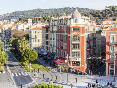 Güzel, Fransa, 7 Ocak 2016. Place Massena - şehir merkezi bir kare bir mimari kompleks. Kış günü.