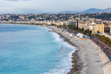 Güzel, Fransa, Tarih 13 Ocak 2016. Şehir manzarası. Promenade des Anglais üzerinde. Kış günü.