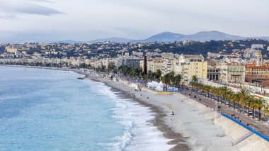 Güzel, Fransa, Tarih 13 Ocak 2016. Şehir manzarası. Promenade des Anglais üzerinde. Kış günü.