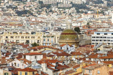Nice, Fransa - 7 Ocak 2016 üzerinde. Shatto'nın Tepesi'nden eski şehre Üstten Görünüm