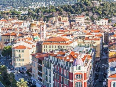 Güzel, Fransa, 7 Ocak 2016. Bir yüksek noktadan kenti.