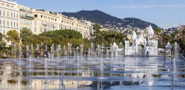 Güzel, Fransa, 7 Ocak 2016. Bir görünümü Çeşmesi mesire du Paillon Park