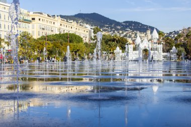 Güzel, Fransa, 7 Ocak 2016. Bir görünümü Çeşmesi mesire du Paillon Park