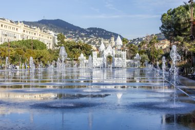 Güzel, Fransa, 7 Ocak 2016. Bir görünümü Çeşmesi mesire du Paillon Park