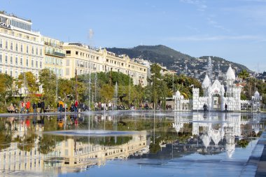 Güzel, Fransa, 7 Ocak 2016. Düz Çeşmesi mesire du Paillon Park.