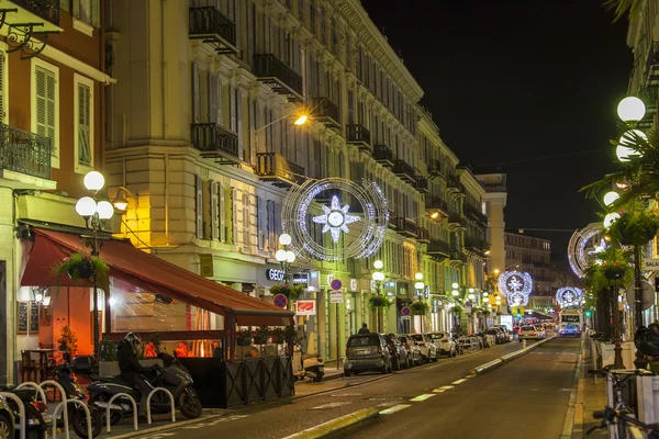 NICE, FRANCE. Night view of the city street