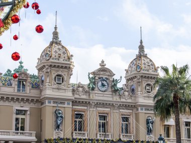 Monte-Carlo, Monako, 10 Ocak 2016. Casino Monte-Carlo binasının mimari detayları