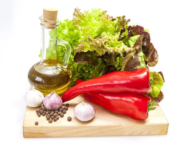 新鲜的蔬菜和沙拉烹饪的莴苣叶 — 图库照片
