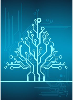 soyut teknoloji Noel ağacı. vektör çizim.