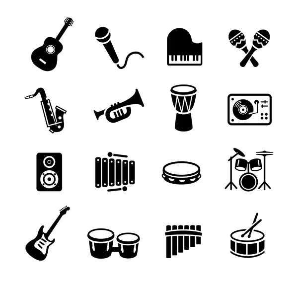 Instrumentos musicales iconos — Archivo Imágenes Vectoriales