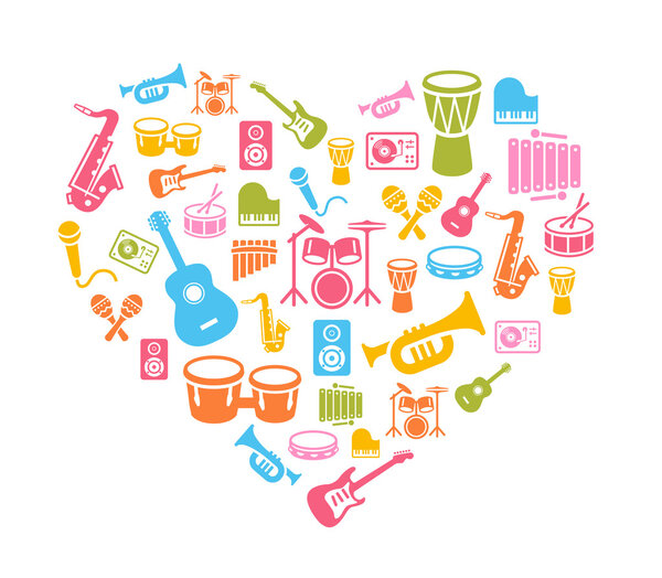 I Love Music - Musical Icons Background