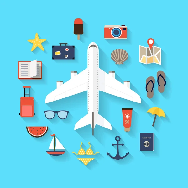 Summer Travel Background - Icoane — Vector de stoc