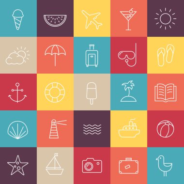 Yaz seyahat simgeler