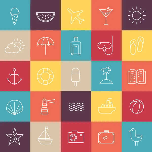 Iconos de viaje de verano — Vector de stock