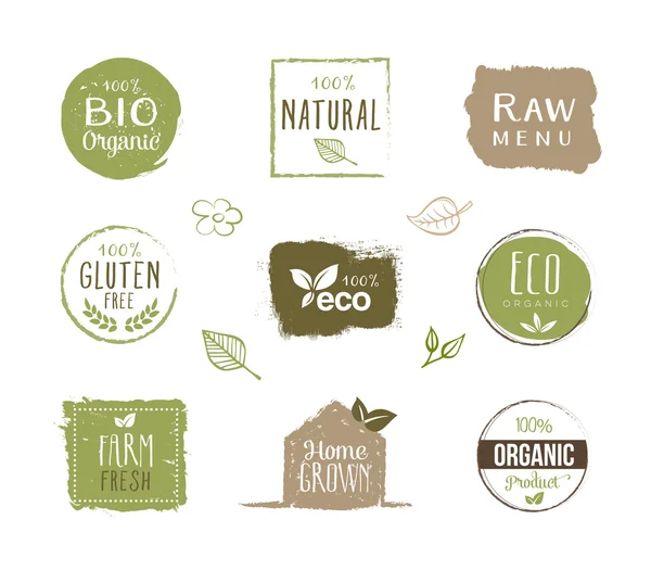 Eco Labels - Stickers, Healthy Lifestyle — Stock Vector