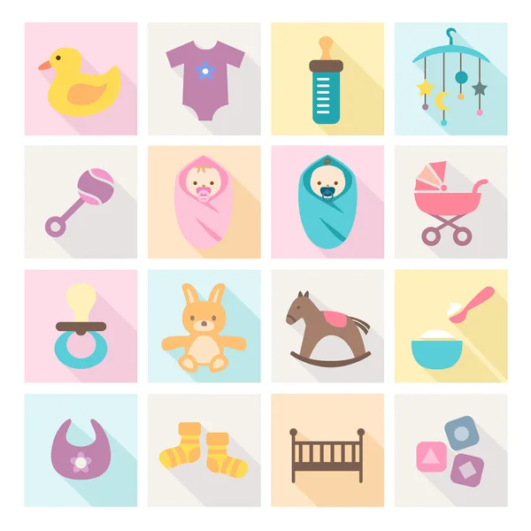 Iconos para bebés - niños y juguetes — Vector de stock