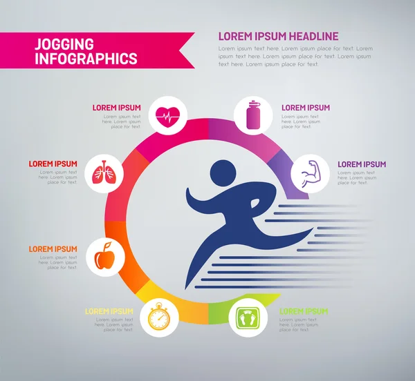 Infographies de jogging - Mode de vie sain — Image vectorielle