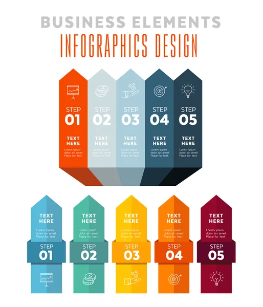 Infographics - stratégia 5 lépésben — Stock Vector