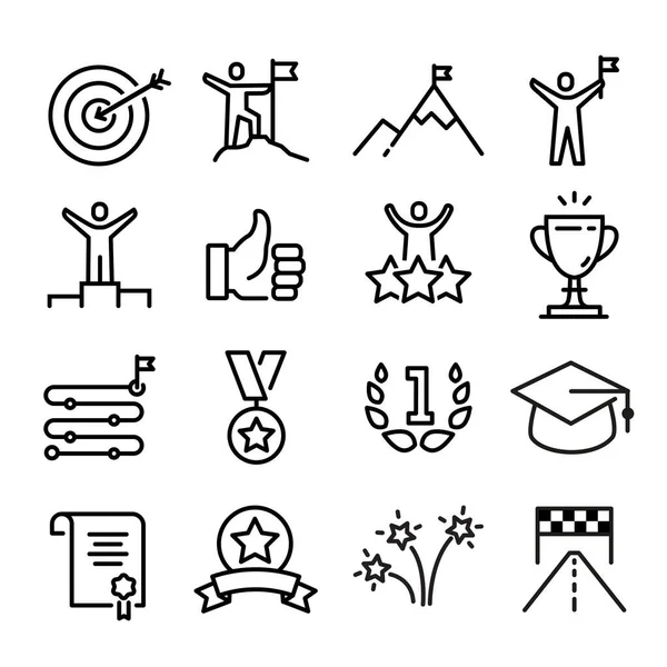 Collection Achievement Success Icons Reaching Goal — Stock Vector
