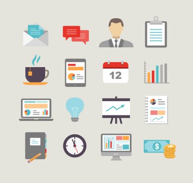Business Icons in Flat Design Style clipart