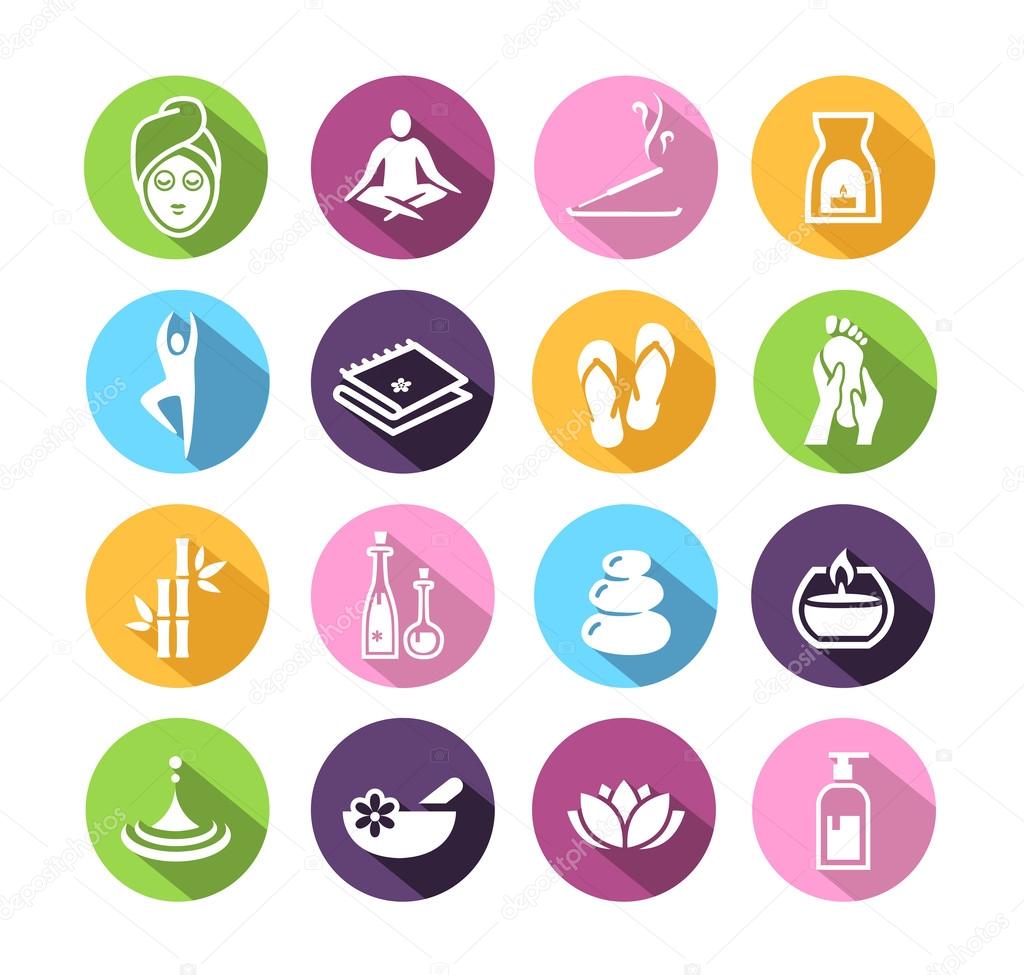Wellness icons in flat design style