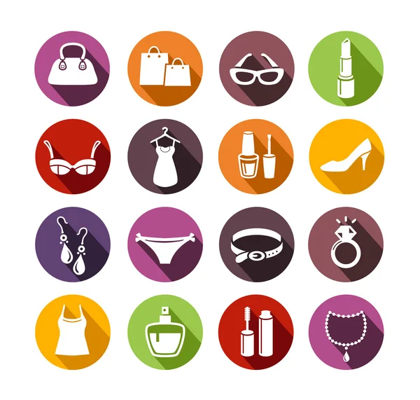 Ladies Shopping Icons — Stock Vector