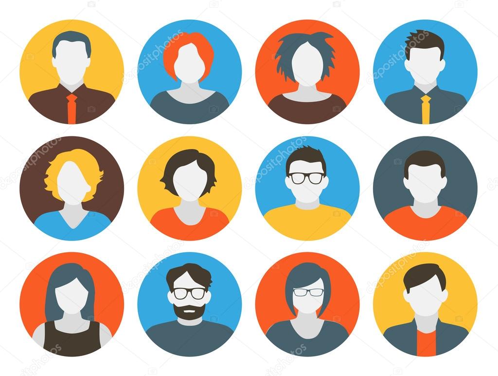 Collection of characters - avatars in flat design style
