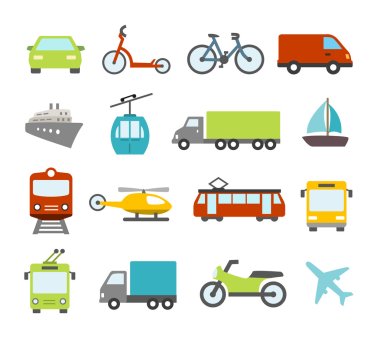 Transport Icons In Flat Design Style clipart