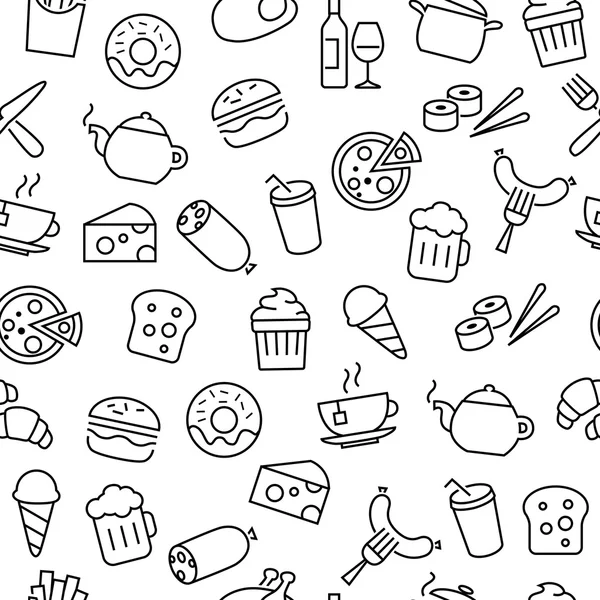 Modèle sans couture avec des icônes alimentaires — Image vectorielle