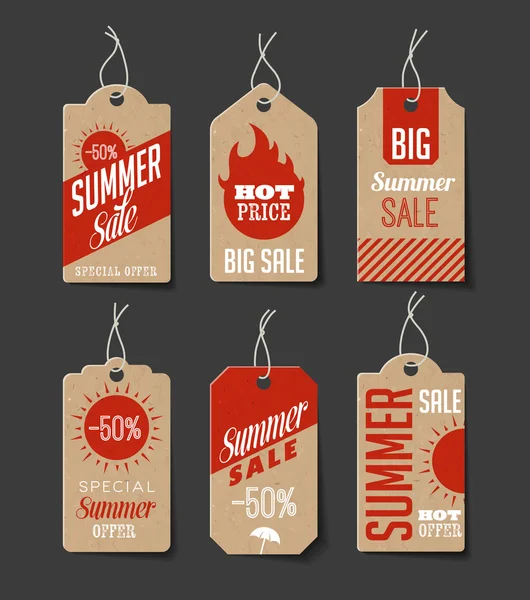 Cardboard Summer Sales Labels — Stock Vector