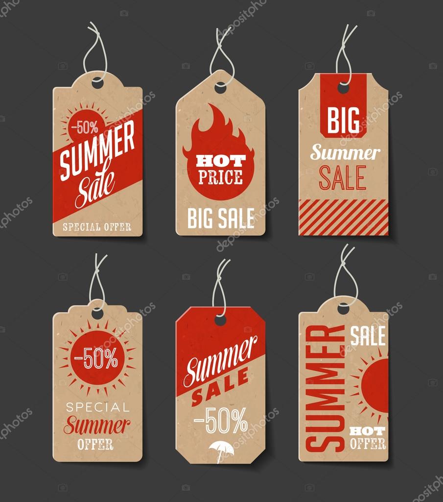 Cardboard Summer Sales Labels Stock Vector by ©annafrajtova 70415699