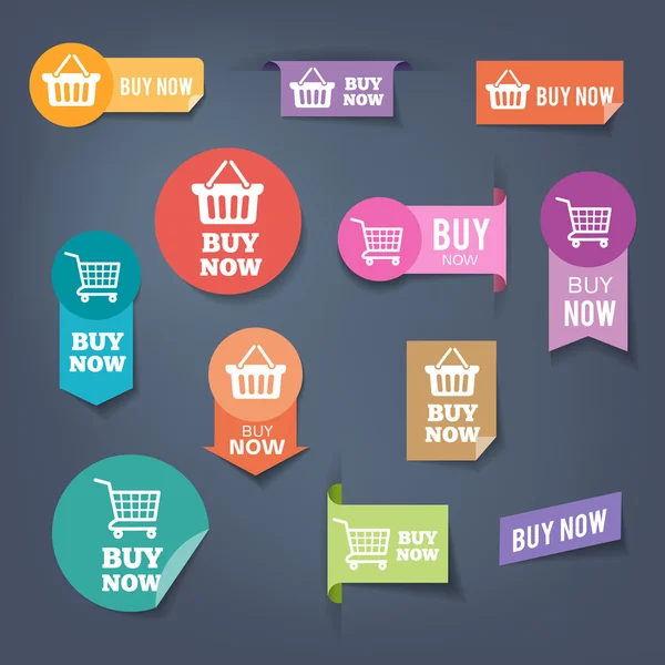 Buy Now Stickers — Stock Vector