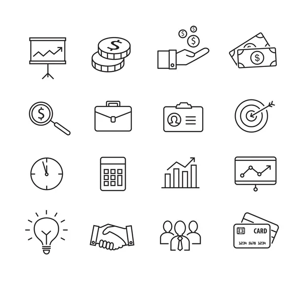 Iconos de negocio: productividad, gestión, estilo de líneas delgadas . — Vector de stock