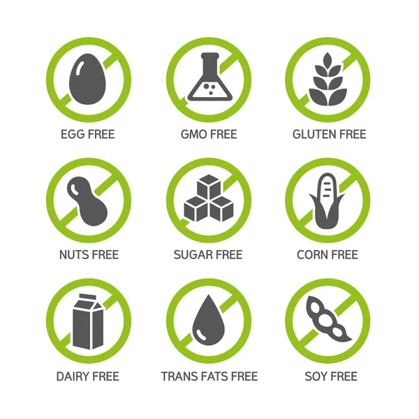 Allergens Icons - GMO free — Stock Vector