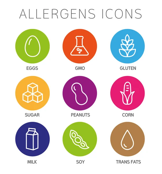 Allergens Icons Set — Stock Vector