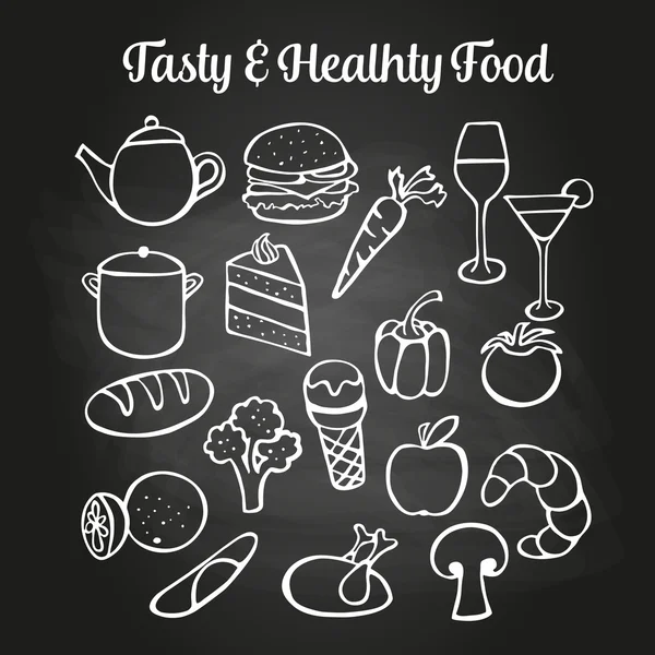 Μαυροπίνακας Doodles τροφίμων — Διανυσματικό Αρχείο