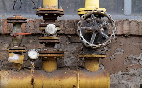 Closeup Shot Big Rusted Valve Industrial Site — Stock Photo, Image