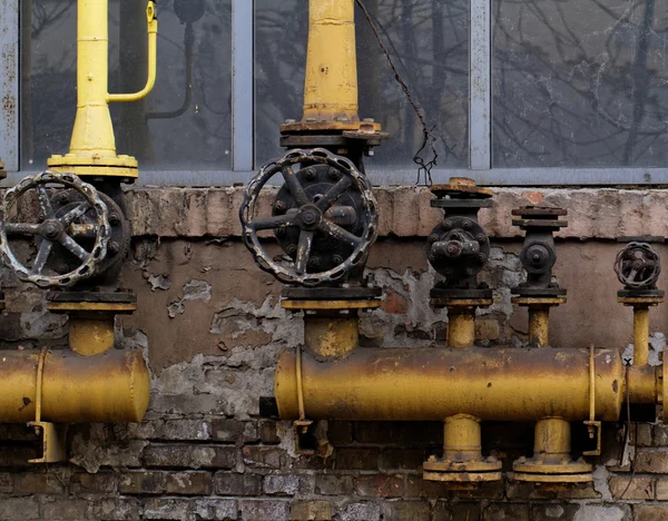 Närbild Skott Stora Rostiga Ventil Industriområde — Stockfoto