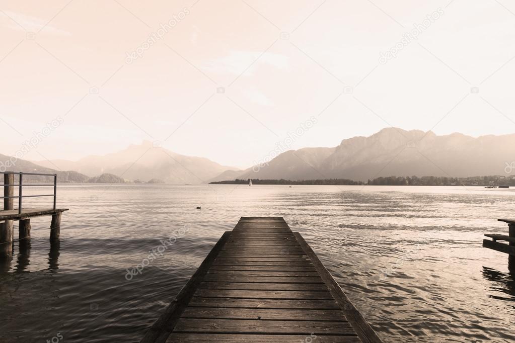 wooden pier on shore